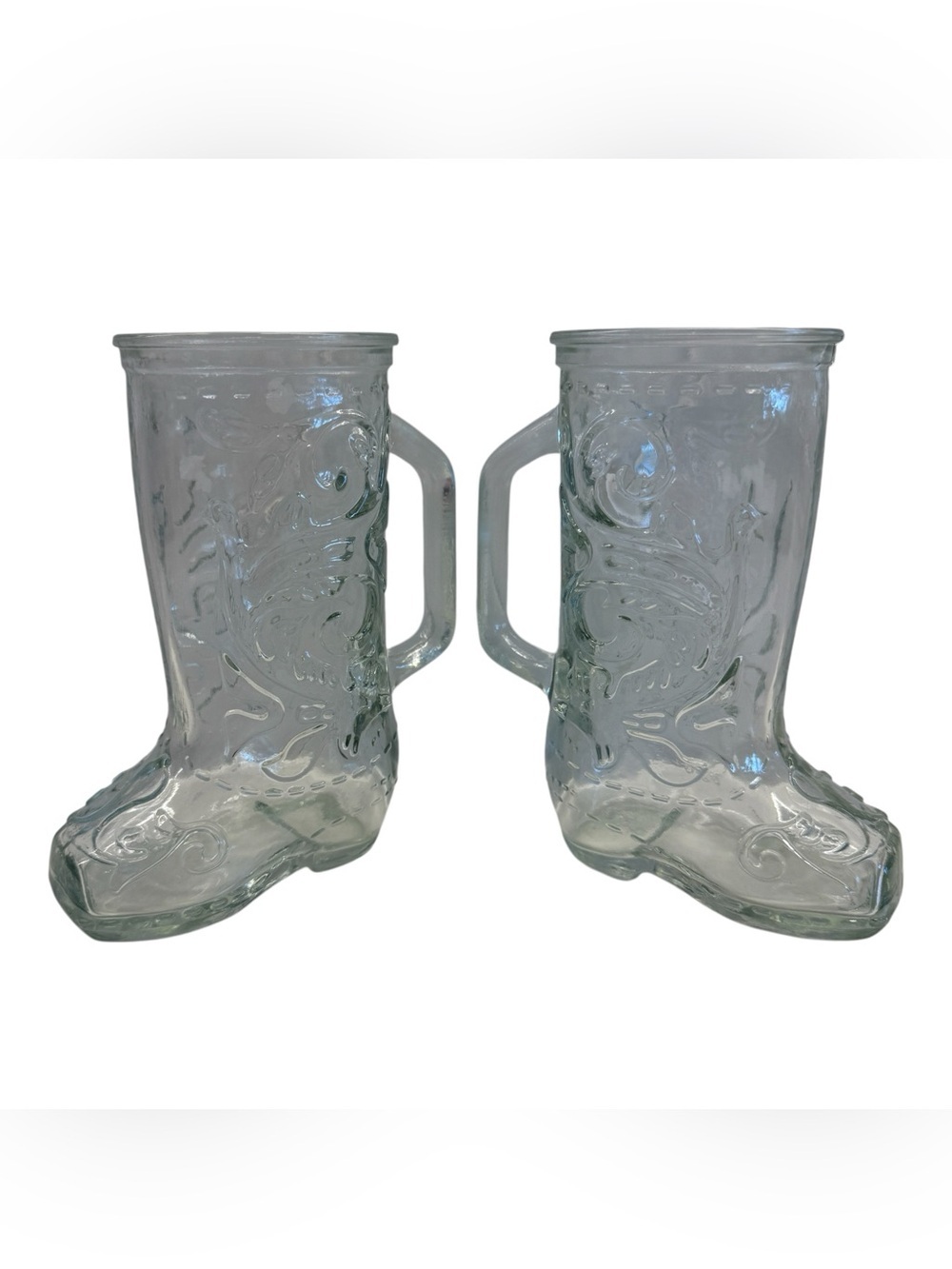 Vintage Cowboy Boot Glass Mugs Set Western Barware Ranch Decor Cowboy Cups Texas